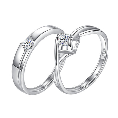 The New S925 Sterling Silver Couple Ring   Love Eternal Adjustable Men And Women A Pair Of Rings Valentine's Day Gift