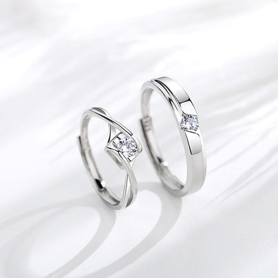 The New S925 Sterling Silver Couple Ring   Love Eternal Adjustable Men And Women A Pair Of Rings Valentine's Day Gift