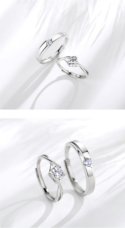 The New S925 Sterling Silver Couple Ring   Love Eternal Adjustable Men And Women A Pair Of Rings Valentine's Day Gift