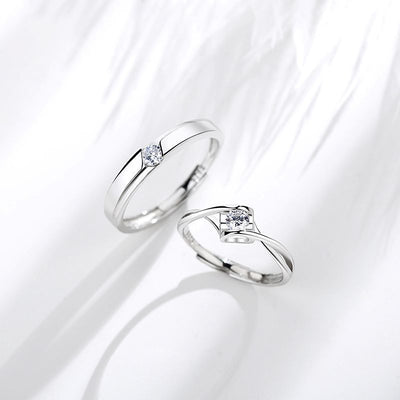 The New S925 Sterling Silver Couple Ring   Love Eternal Adjustable Men And Women A Pair Of Rings Valentine's Day Gift