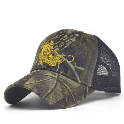 Casquette de baseball camouflage pour homme et femme, chapeau à rabat, broderie de poisson, casquettes en os, Gorras, casquette décontractée, chapeaux de chasse en plein air