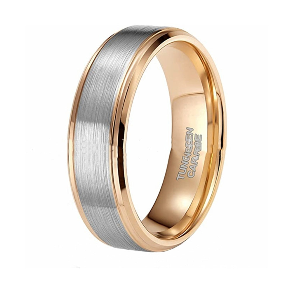 Men's 6mm Wide Rose Gold Lasha Tungsten Ring