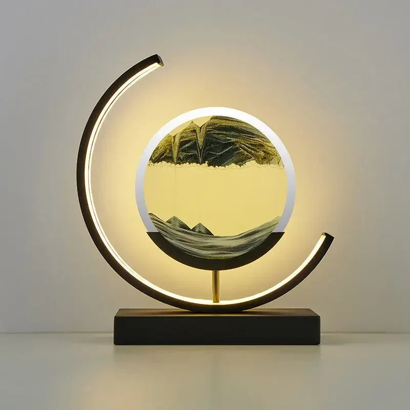 Lampe de table à LED en forme de sable mouvant, veilleuse 3D, paysage de sable, sablier, lampes de chevet, peinture sur sable fluide, décoration d'intérieur, cadeaux