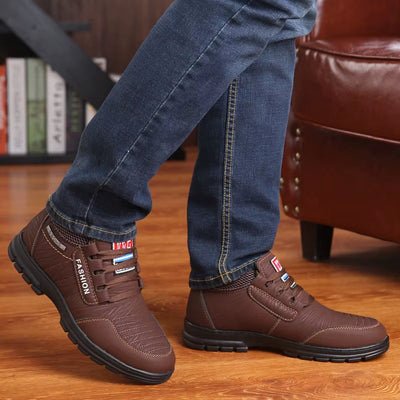 Genuine Leather Men Shoes Platform Casual Shoes 2021 Winter Outdoor Walking Hiking Shoe Fashion Male Business Sneakers Zapatos