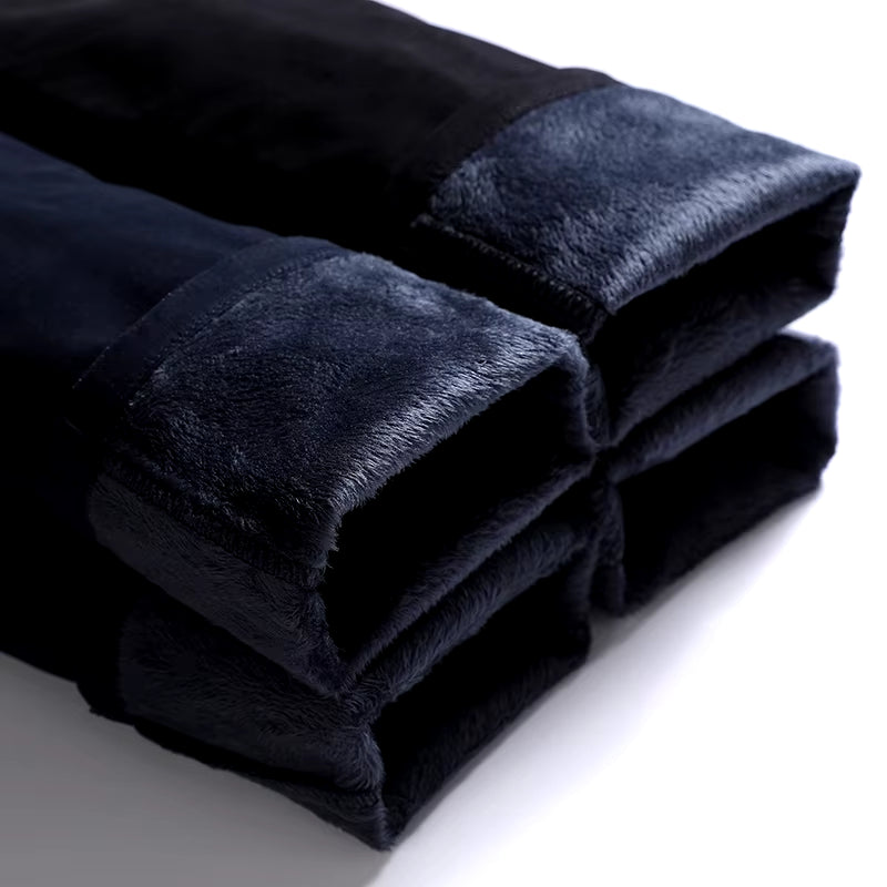 2022 Winter Neue Männer Warme Dicke Casual Hosen Business-Mode Schwarz Blau Stretch Fleece Büro Dünne Hose Männliche Marke 