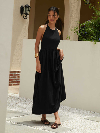 Robe noire amincissante sans dos