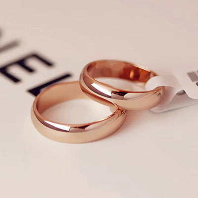 High Quality Simple round Men Rings Female Rose Gold Color Wedding Rings for Women Lover'S Fashion Jewelry Gift