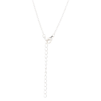 14K silver plated love heart pave pendant necklace with cubic zirconia on 18-inch link chain.