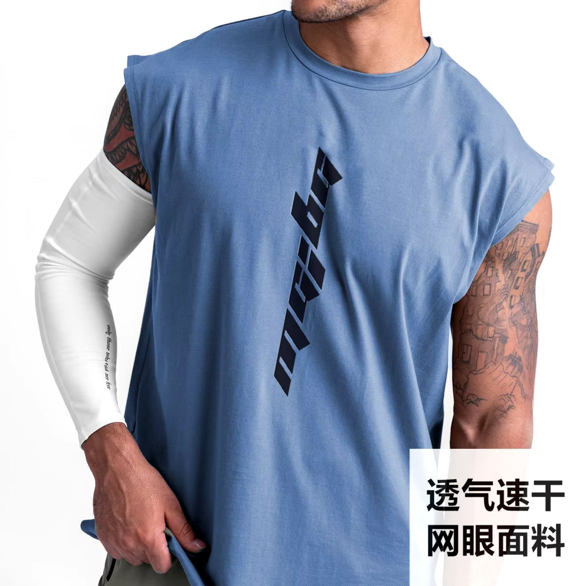 Men Sleeveless Shirt Mesh Material Quick Dry Breathable Tank Top Vest Men Gym Fitness Basketball Workout Beach Top Tee