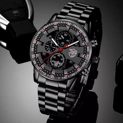 2022 Mens Watches Fashion Luxury Men Black Stainless Steel Quartz Wristwatch Man Business Casual Leather Watch Relogio Masculino