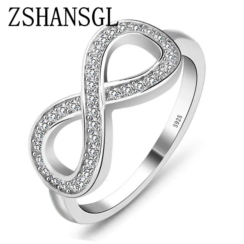 Mode Cz Infinity Endless Love Claddagh 8 Form 925 Sterling Silber Ringe für Frauen Silber gefüllt Schmuck Anel Feminino 