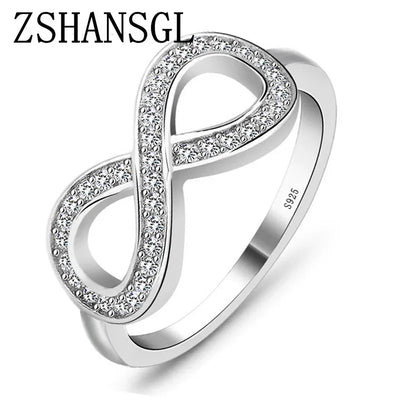 Mode Cz Infinity Endless Love Claddagh 8 Form 925 Sterling Silber Ringe für Frauen Silber gefüllt Schmuck Anel Feminino 