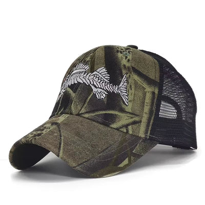 Casquette de baseball camouflage pour homme et femme, chapeau à rabat, broderie de poisson, casquettes en os, Gorras, casquette décontractée, chapeaux de chasse en plein air