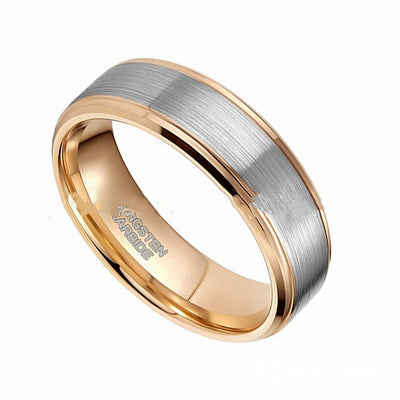 Men's 6mm Wide Rose Gold Lasha Tungsten Ring