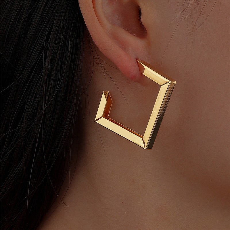 Simple Square Personalized Fashion Match Diamond Geometric Earrings