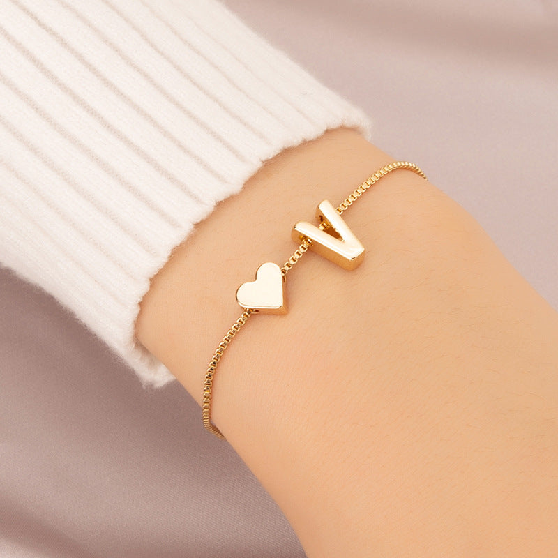 Bracelet Love Heart English Letter Personality Ornament Simple