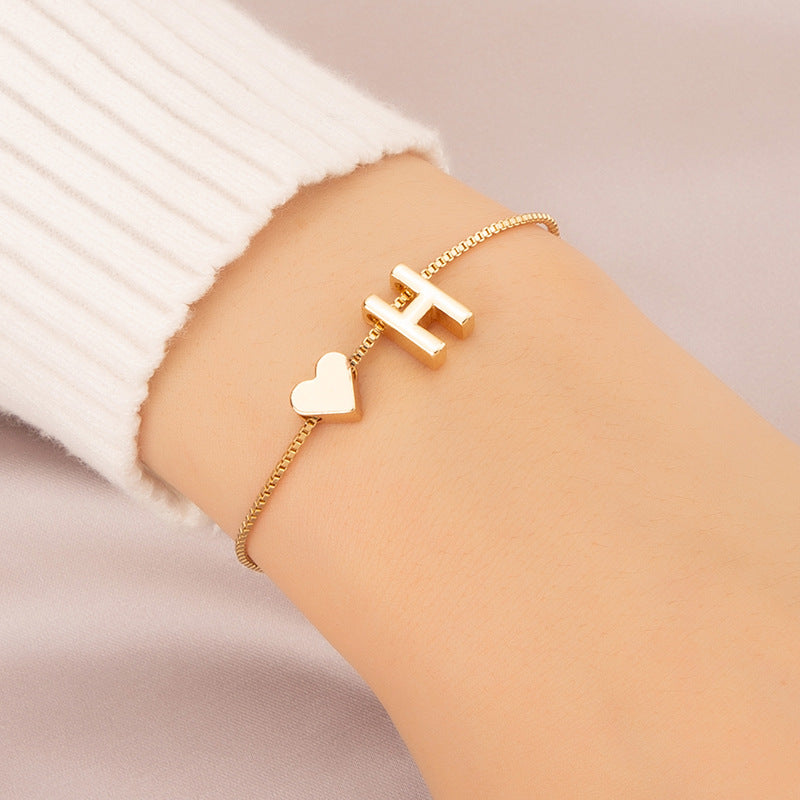 Bracelet Love Heart English Letter Personality Ornament Simple