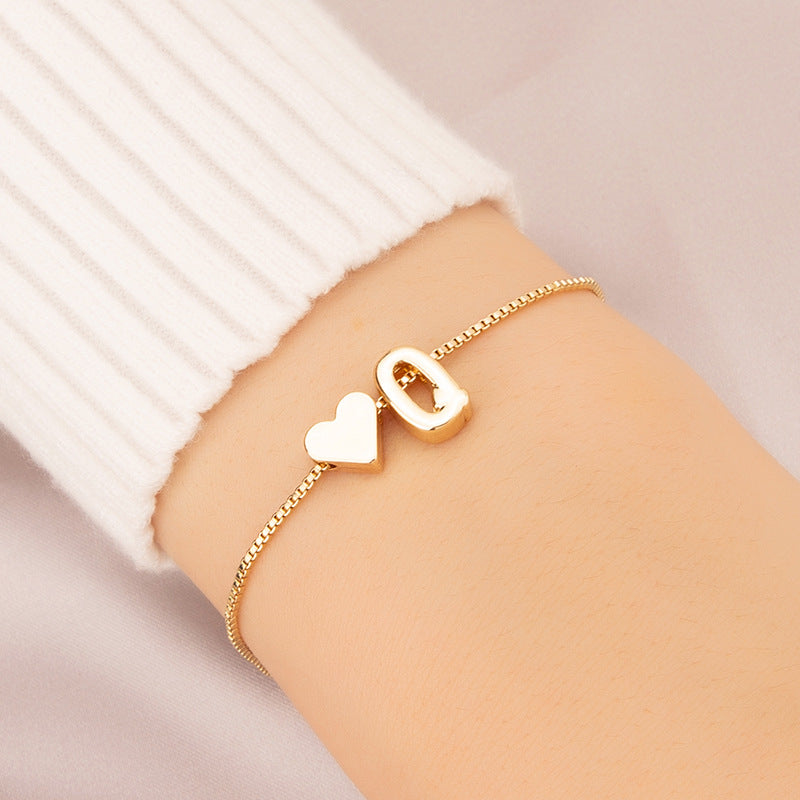 Bracelet Love Heart English Letter Personality Ornament Simple