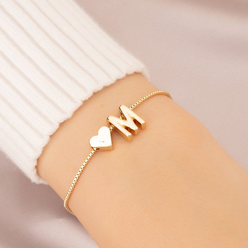 Bracelet Love Heart English Letter Personality Ornament Simple