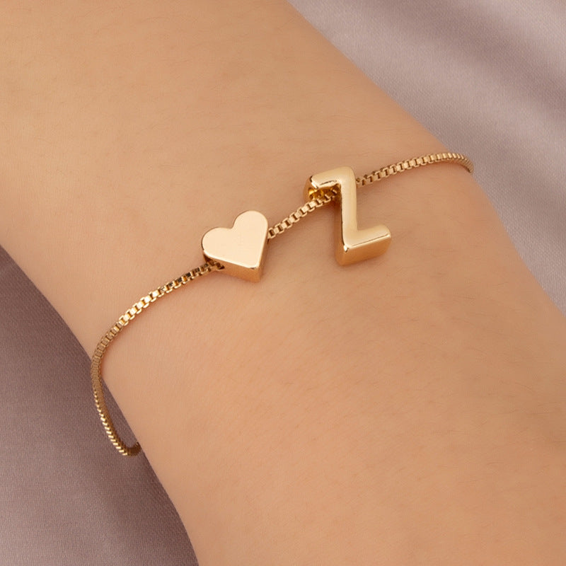 Bracelet Love Heart English Letter Personality Ornament Simple