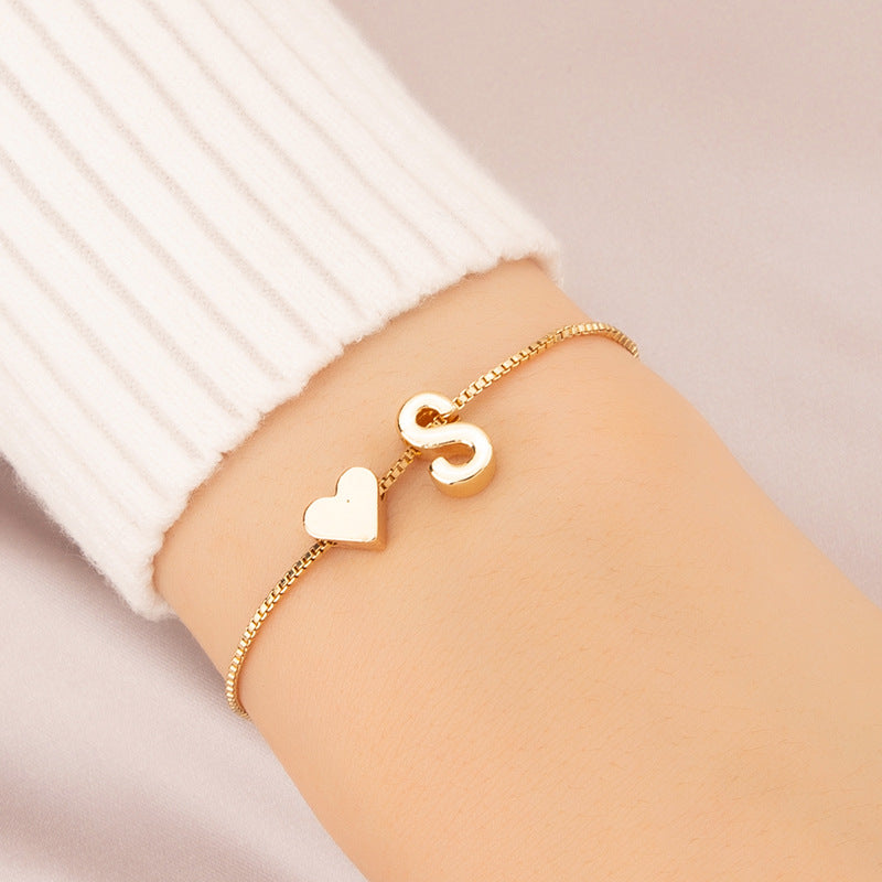 Bracelet Love Heart English Letter Personality Ornament Simple