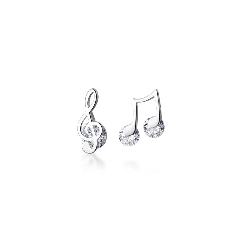 Niche Design Elegant S925 Sterling Silver Note Ear Studs Women