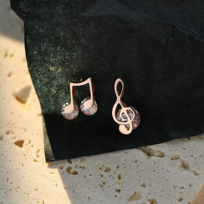 Niche Design Elegant S925 Sterling Silver Note Ear Studs Women