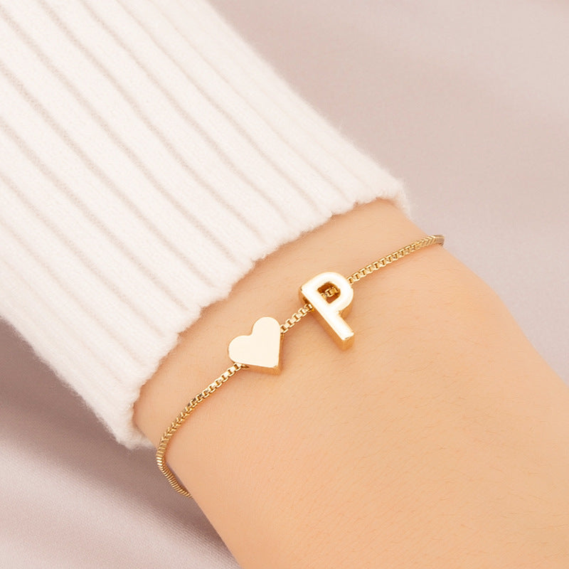 Bracelet Love Heart English Letter Personality Ornament Simple