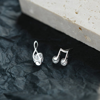 Niche Design Elegant S925 Sterling Silver Note Ear Studs Women