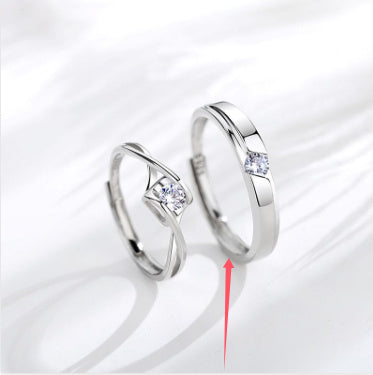 The New S925 Sterling Silver Couple Ring   Love Eternal Adjustable Men And Women A Pair Of Rings Valentine's Day Gift