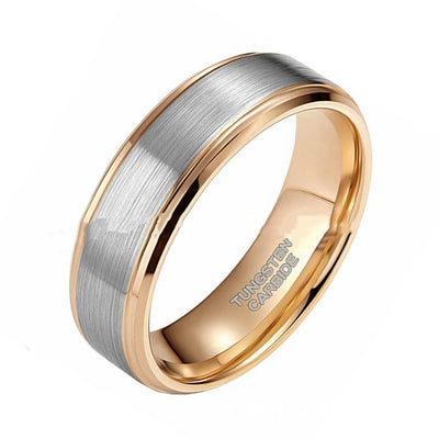 Men's 6mm Wide Rose Gold Lasha Tungsten Ring