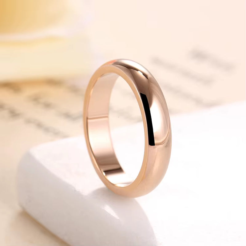 High Quality Simple round Men Rings Female Rose Gold Color Wedding Rings for Women Lover'S Fashion Jewelry Gift