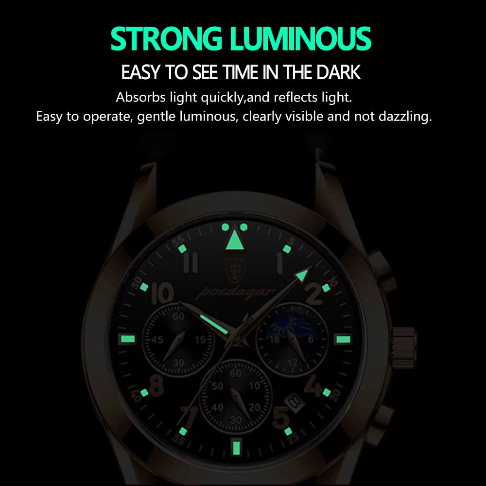 Men Watches Stainless Steel Time Chronograph 2022 Fashion New Rose Gold Wristwatch Waterproof Luminous Quartz Watches