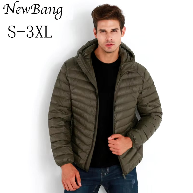 Veste en duvet de canard à capuche légère pour homme, veste en duvet ultra légère pour homme, manteau chaud et coupe-vent, parka en plumes pour homme 