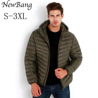 Veste en duvet de canard à capuche légère pour homme, veste en duvet ultra légère pour homme, manteau chaud et coupe-vent, parka en plumes pour homme 