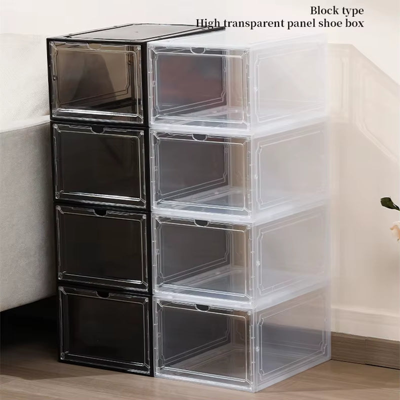 Einfache Haushalts-Wohnzimmer-Schuhaufbewahrungsbox, verdickter Kunststoff, transparenter Schuhschrank, Turnschuhe, High Heels, Organizer-Box