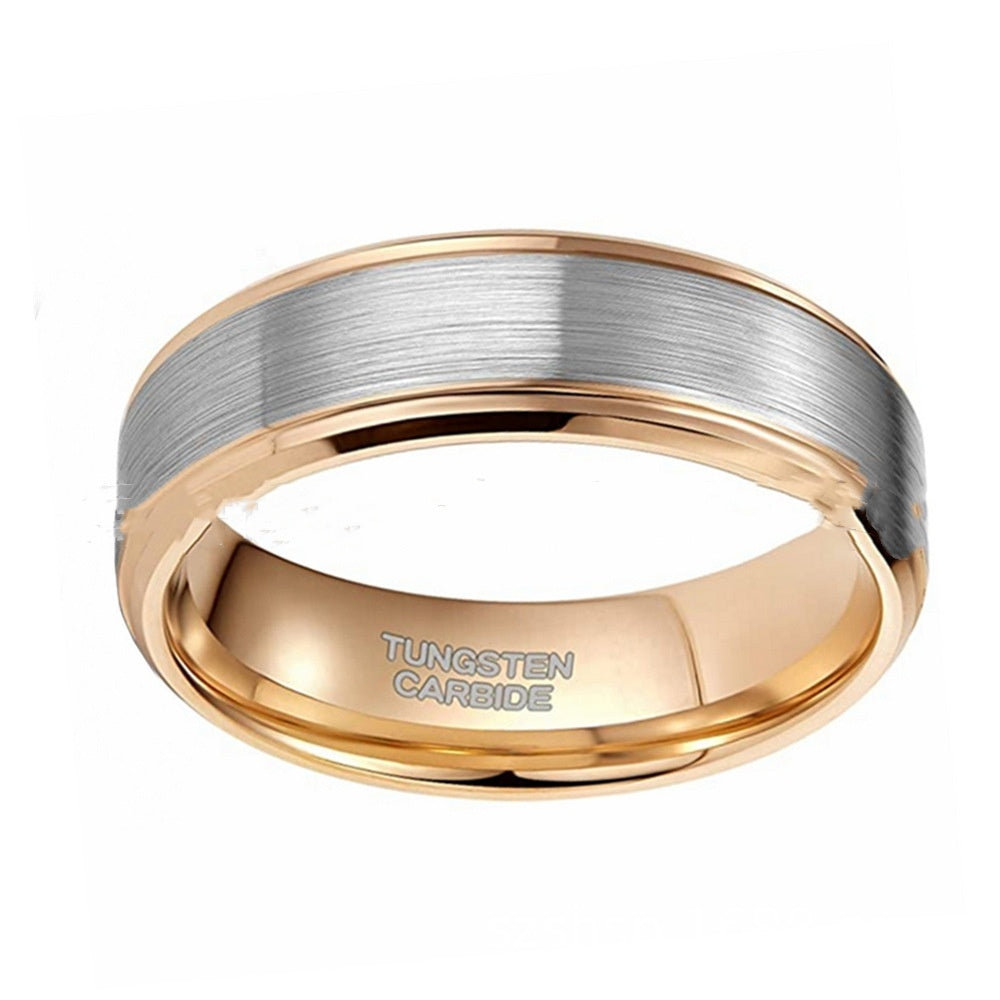 Men's 6mm Wide Rose Gold Lasha Tungsten Ring