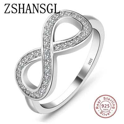 Bagues en argent sterling 925 pour femmes, bijoux en argent rempli, Claddagh, forme 8, infini, amour sans fin, Cz 